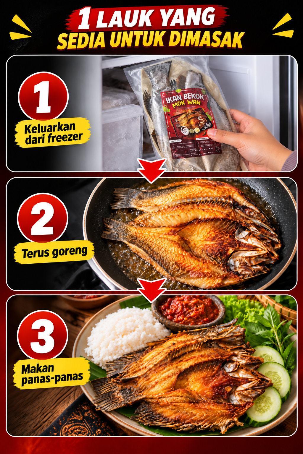 Keluarkan dari freezer, terus goreng dan makan panas-panas