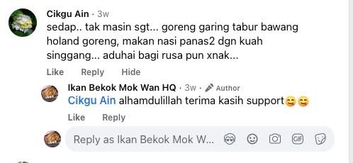 Testimoni Cikgu Ain tentang Ikan Bekok Mok Wan yang garing dan tidak masin