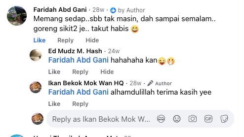 Testimoni Faridah tentang Ikan Bekok Mok Wan yang sedap dan tidak masin