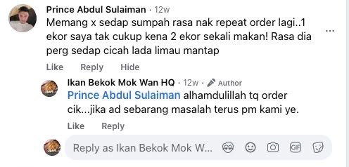Testimoni pelanggan yang membuat pesanan berulang